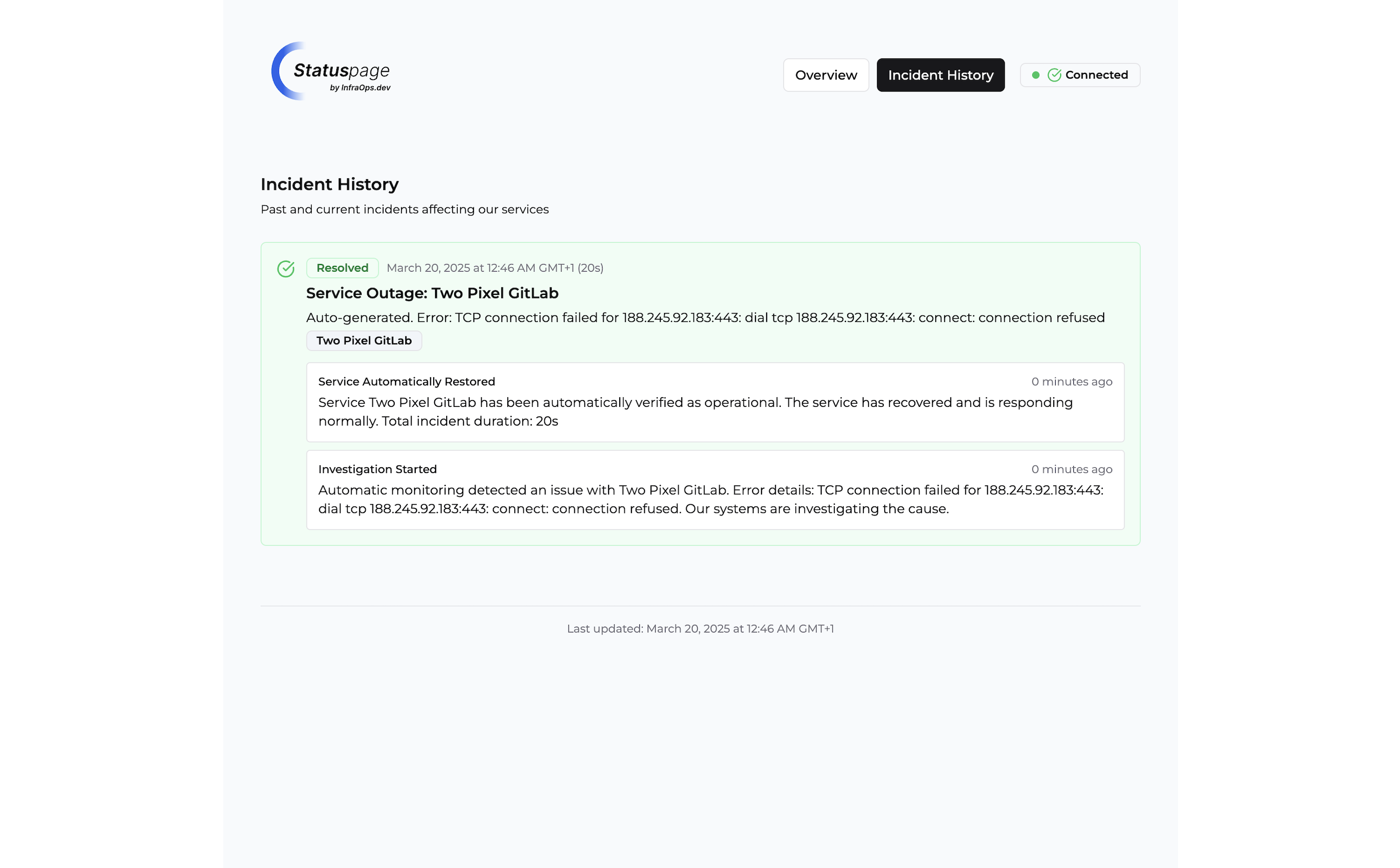 Resolved Incident History