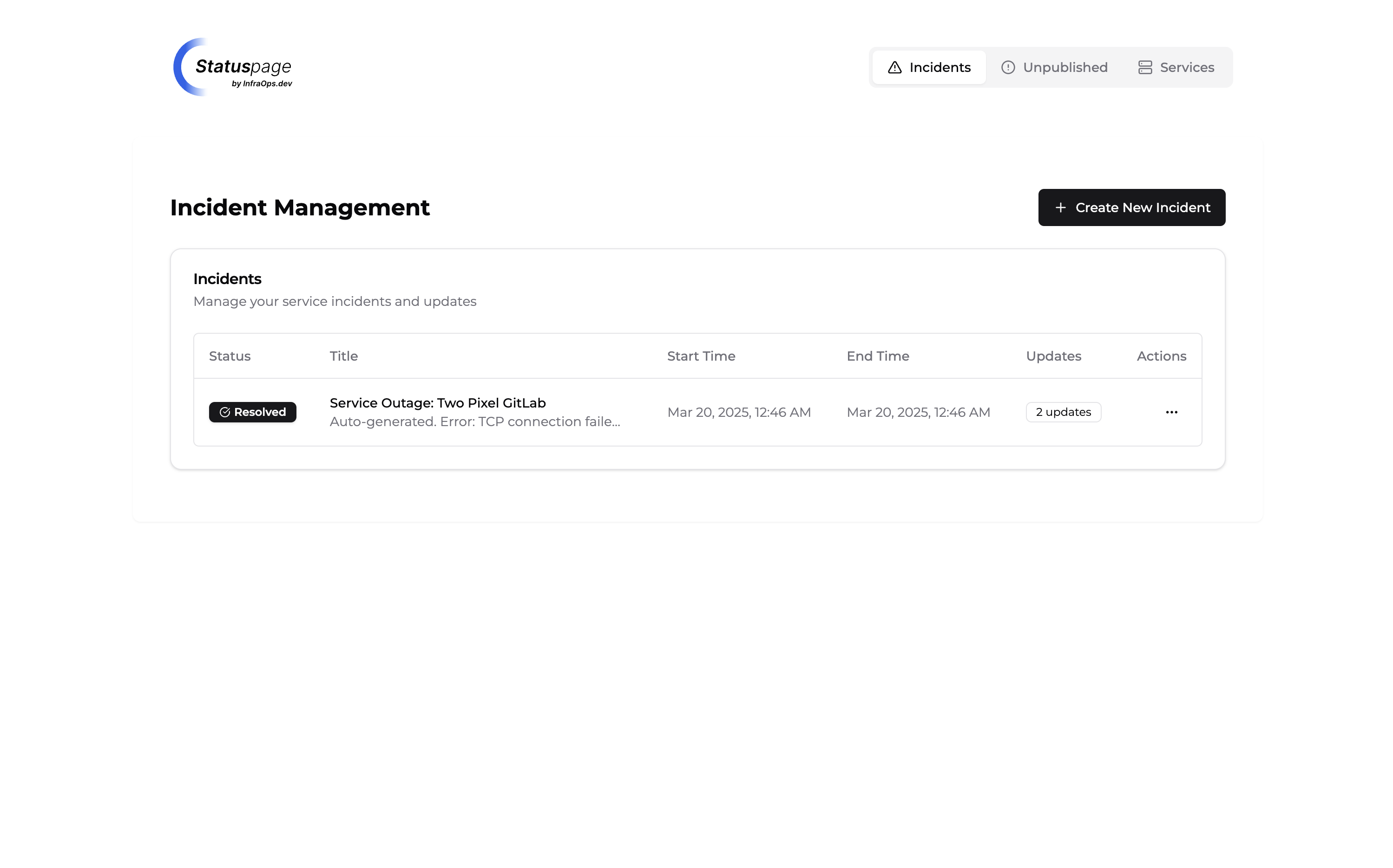 Incident Management - Admin UI